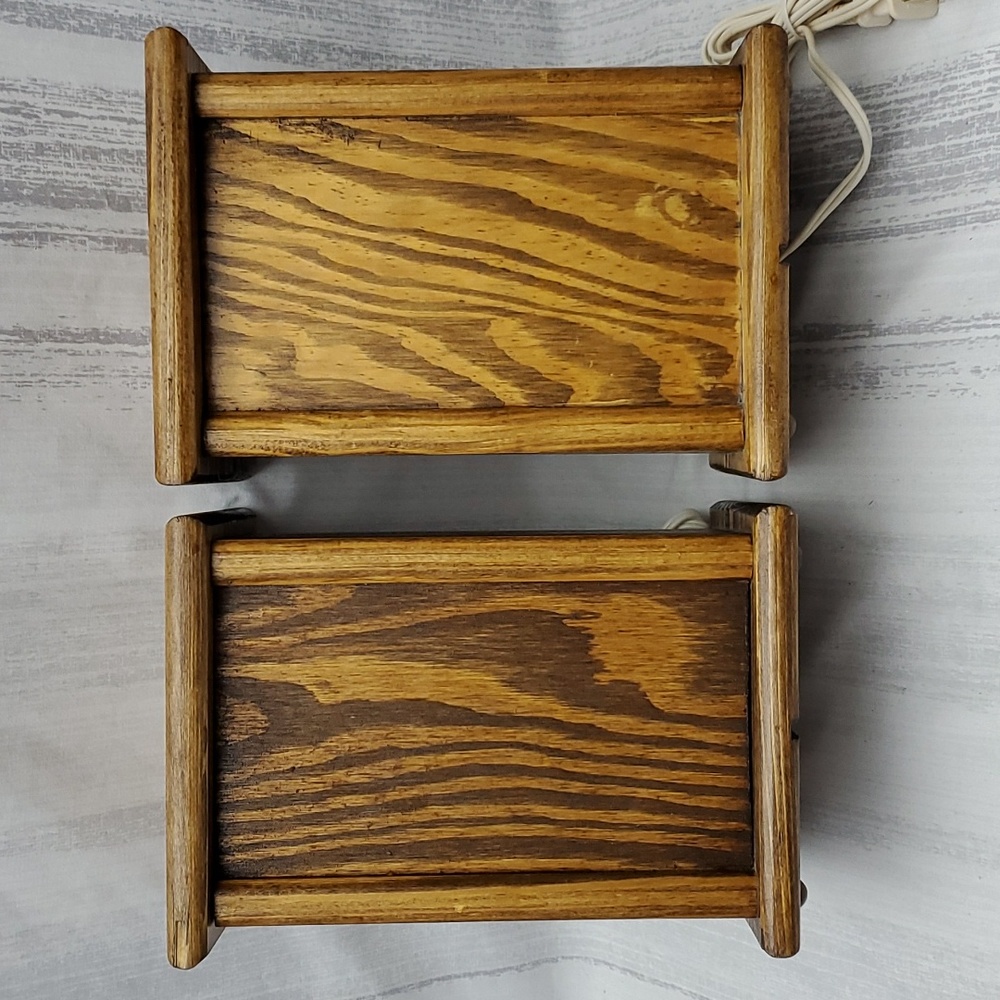 Handmade Wood Night Light Lamp Lantern with 4 Interchangeable Panels 2 Boxes - Picture 7 of 16